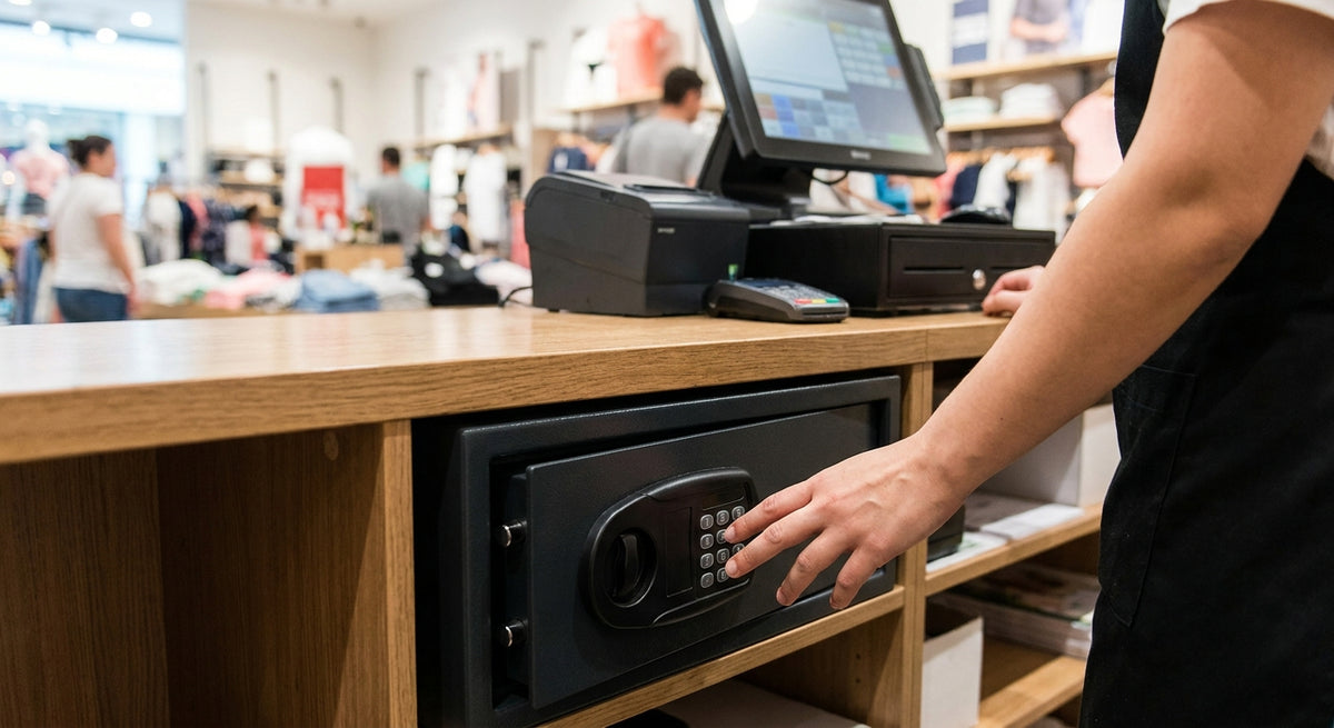 Under-counter safes for retail checkouts