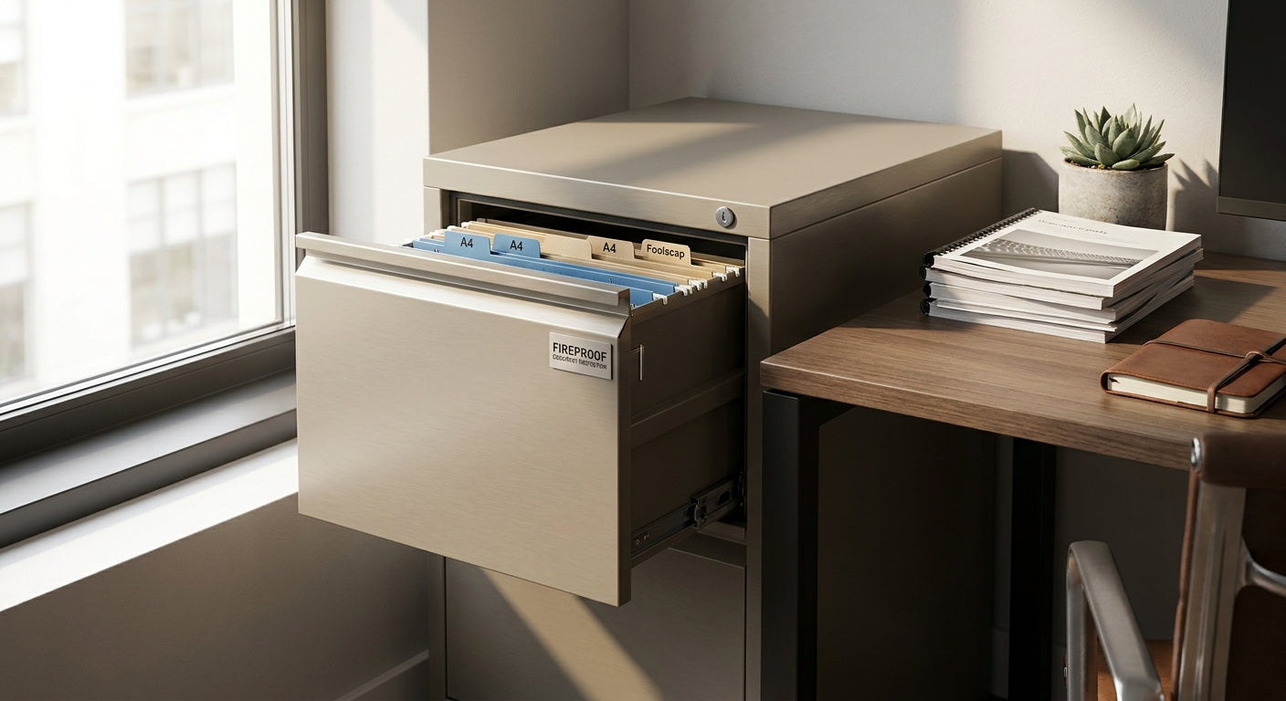 Fireproof cabinets for A4 and foolscap files