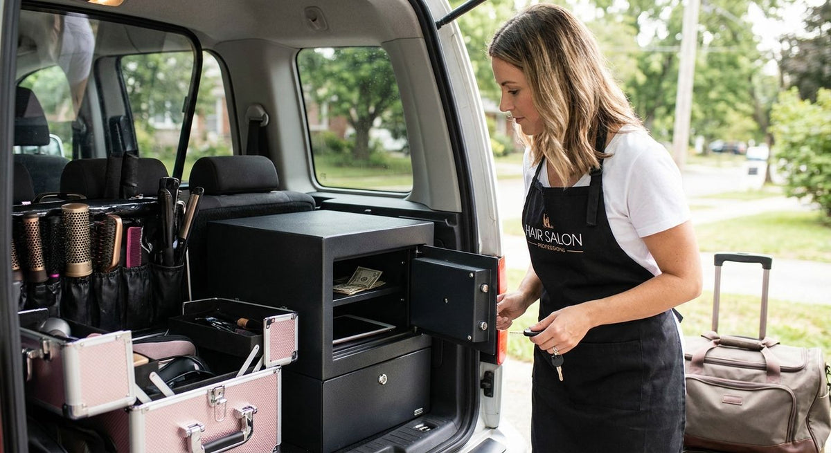 Auto safes for mobile hairdressers and beauty therapists