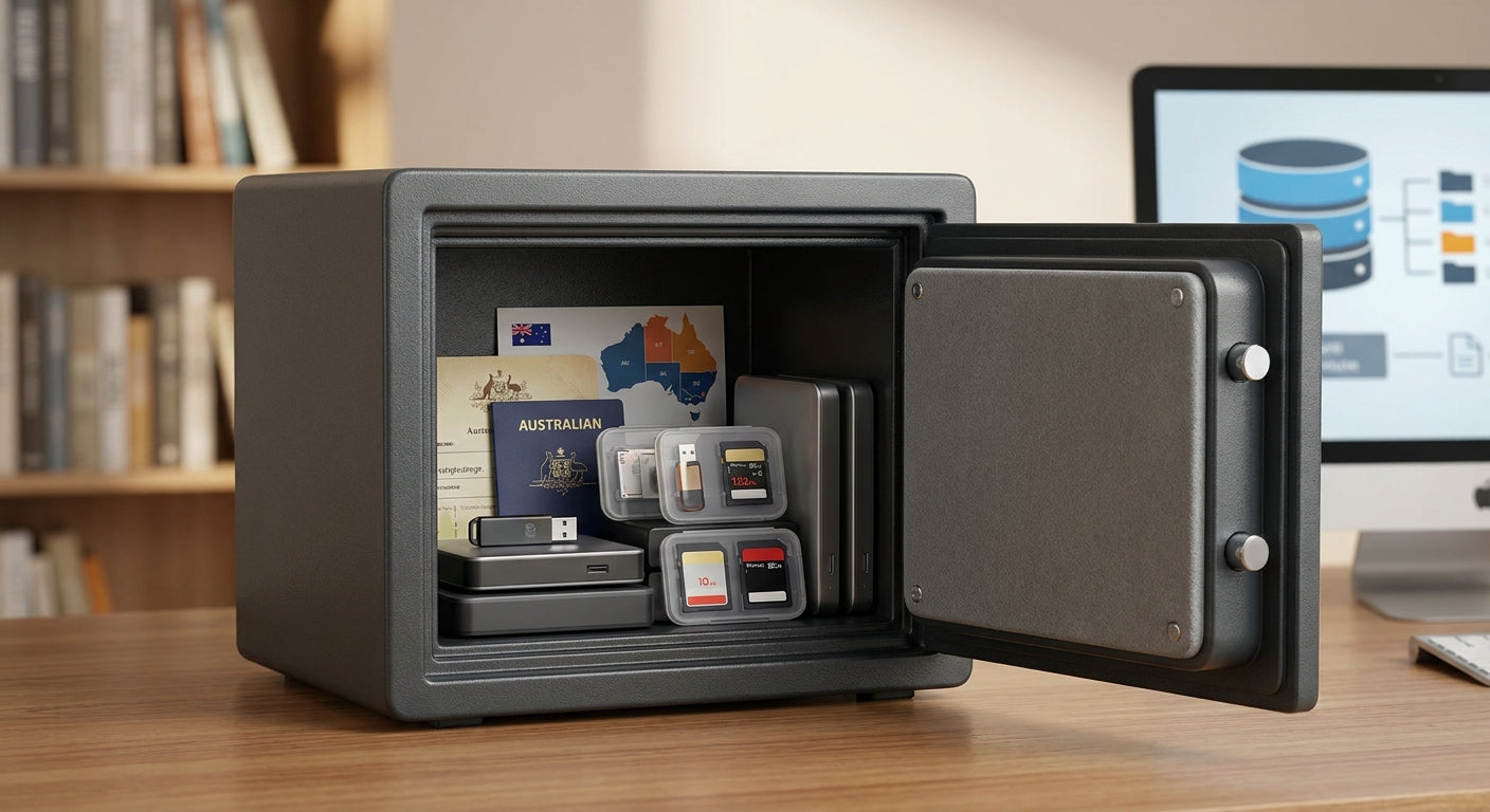 Fireproof safes for storing digital media and hard drives